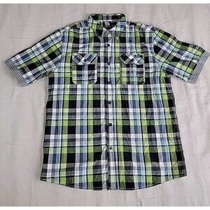 Enyce Shirt Mens XL Button Down Green Plaid Streetwear Hip Hop Pockets Oversized